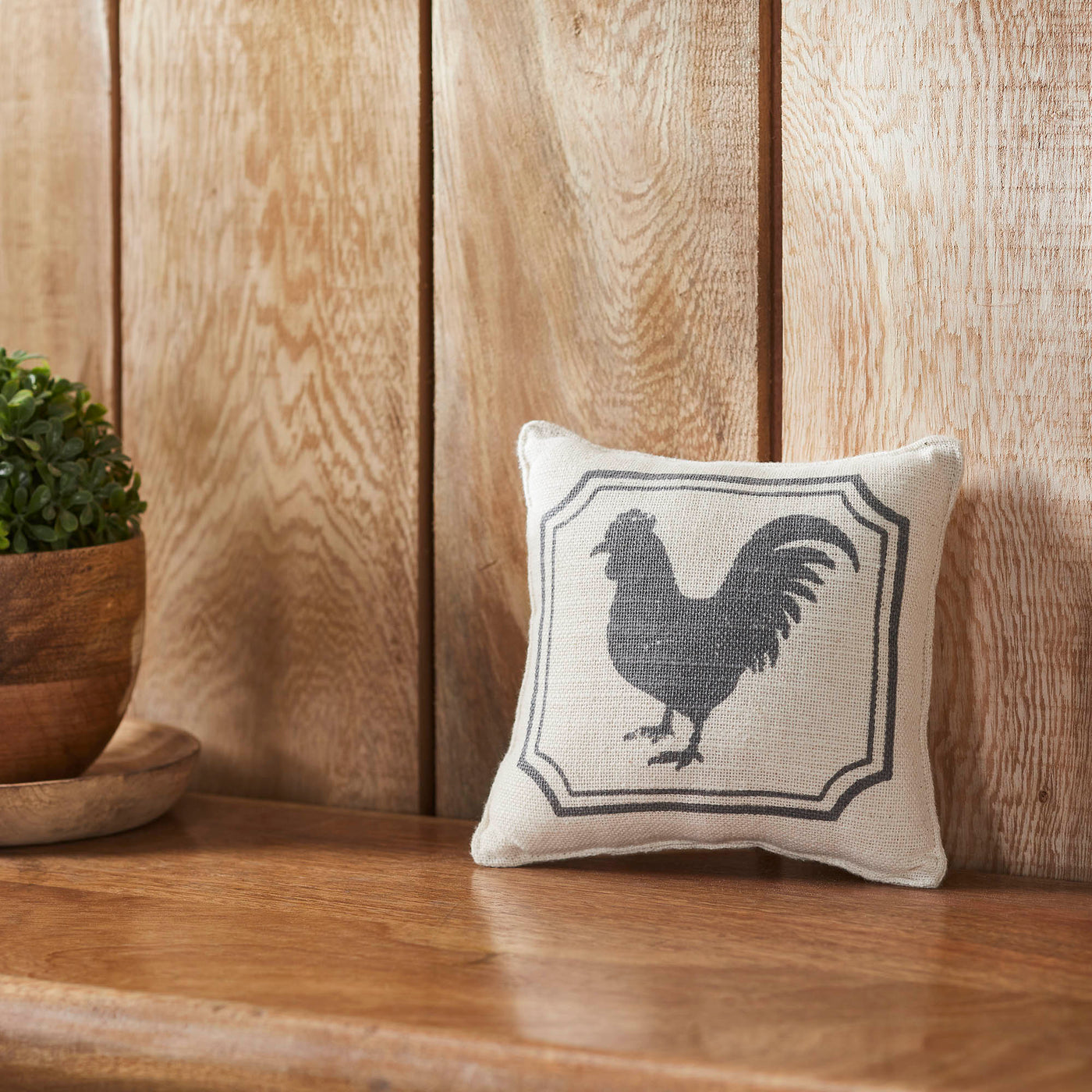 Farmhouse Rooster Silhouette 6" Mini Accent Pillow