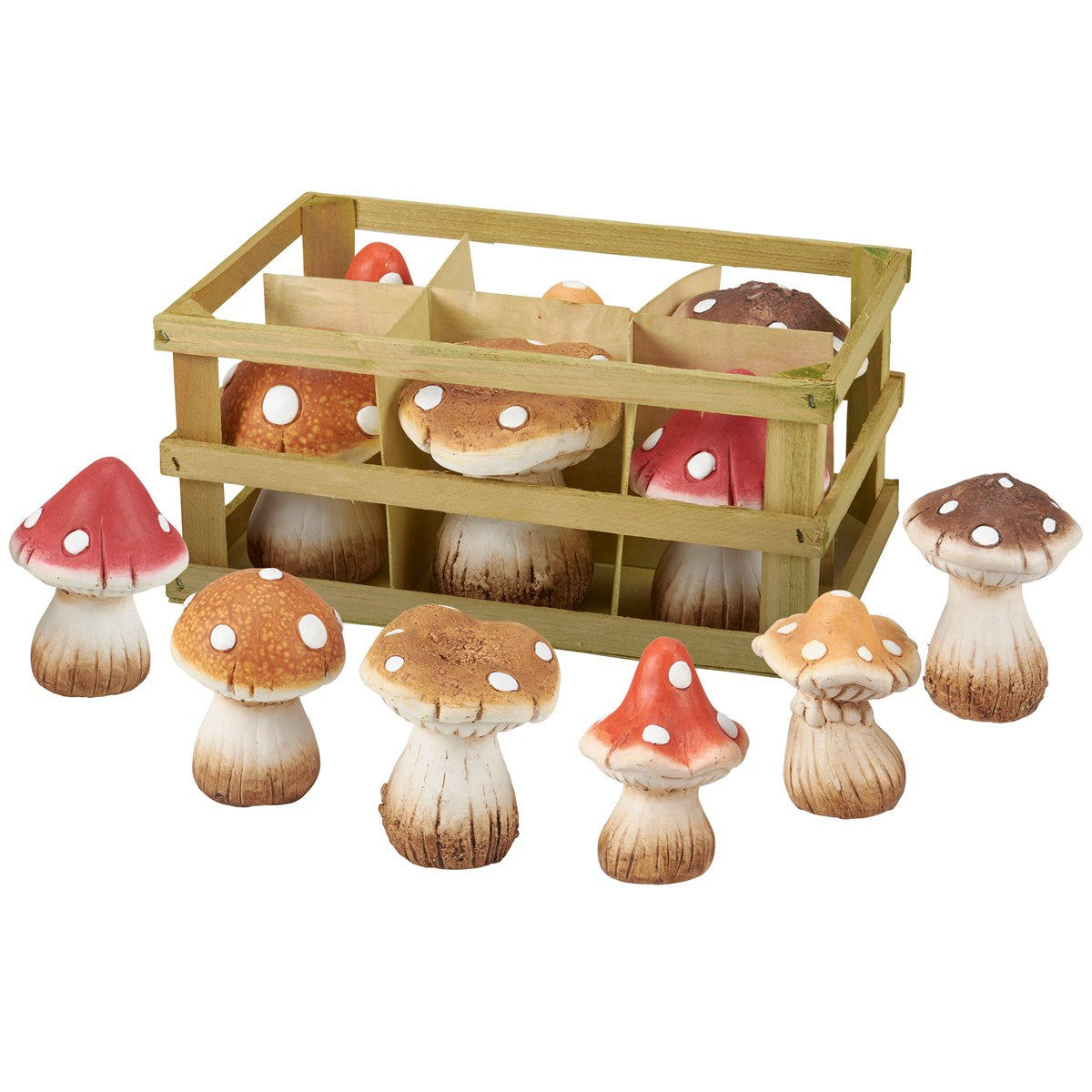 Set of 6 Assorted Mushrooms Figurines 4.25"