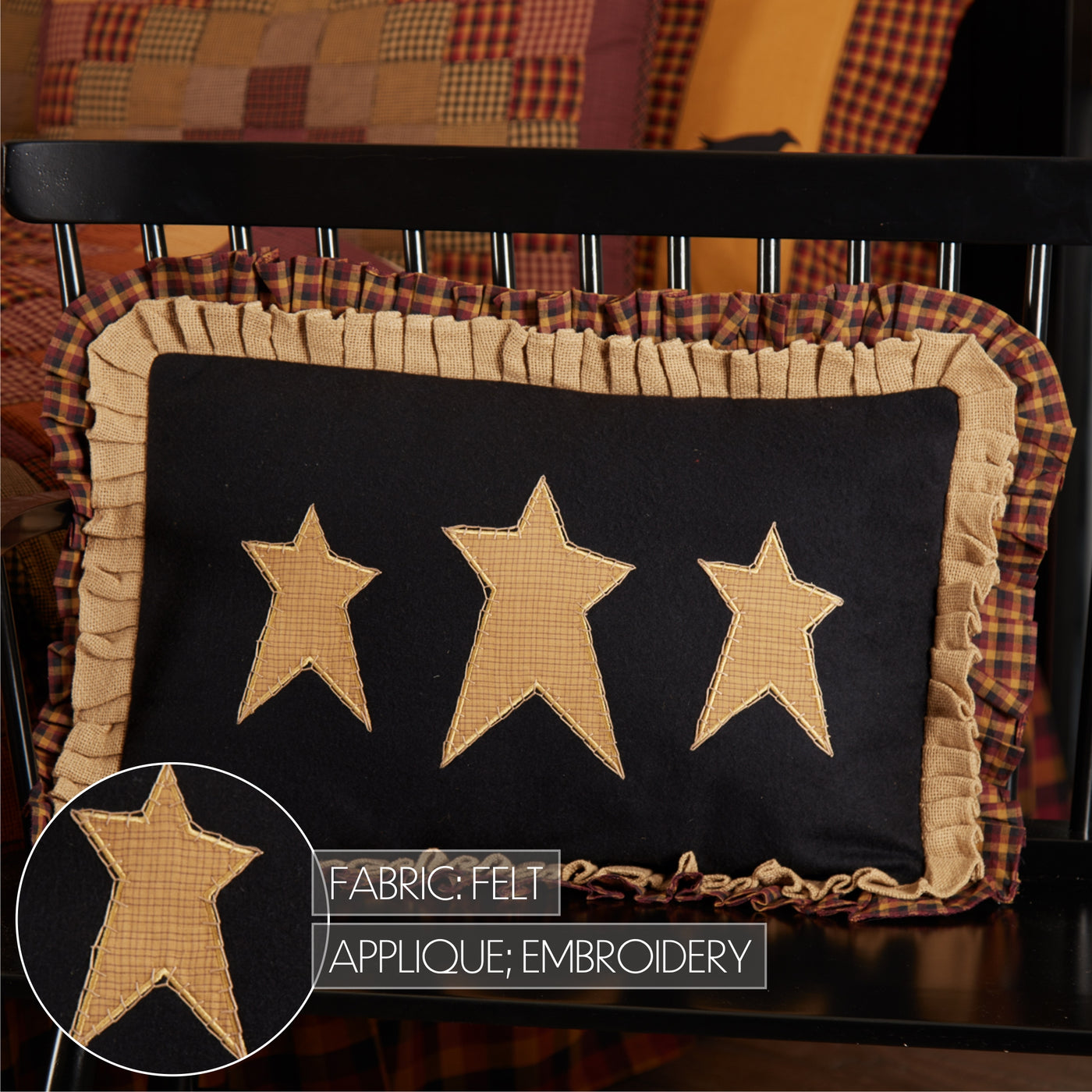 Heritage Farms Primitive Stars Pillow 14'' x 22''