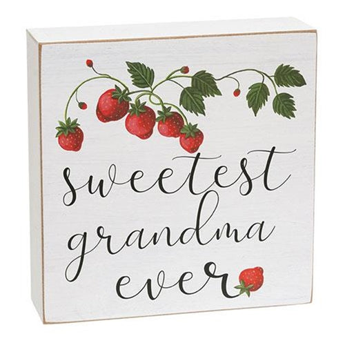 Sweetest Grandma Ever Strawberries 6" Wooden Box Sign