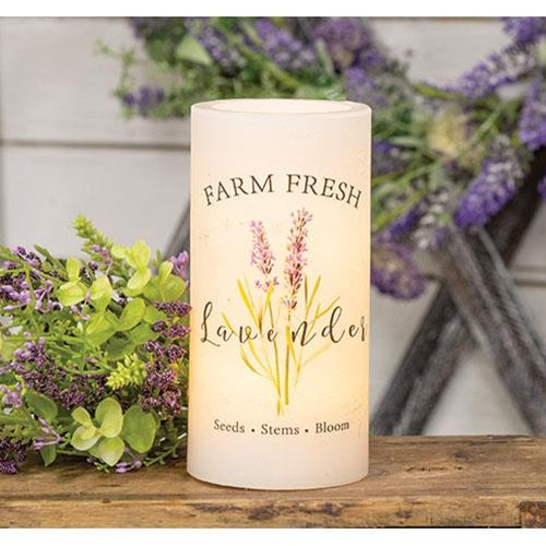 Farm Fresh Lavender LED Pillar Candle 3" x 6"