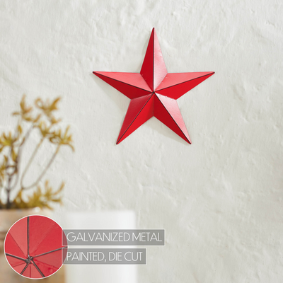 Distressed Barn Red 8" Metal Star