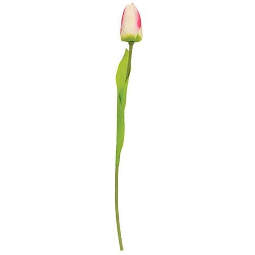 Champagne Yellow Pink Tulip 15.5" Faux Floral Stem