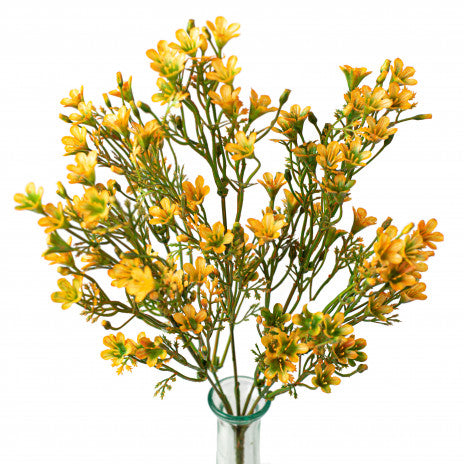 Yellow Plastic Wax Flower 14" Faux Floral Spray
