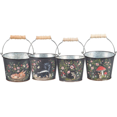 Set of 4 Woodland Animals and Flowers Bucket Set