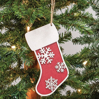 DAY 16 ✨ 25 Days of Ornaments ✨ Glittered Wooden Snowflake Stocking Ornament