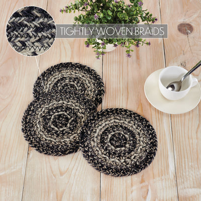 Set of 3 Sawyer Mill Black White 8" Jute Trivets