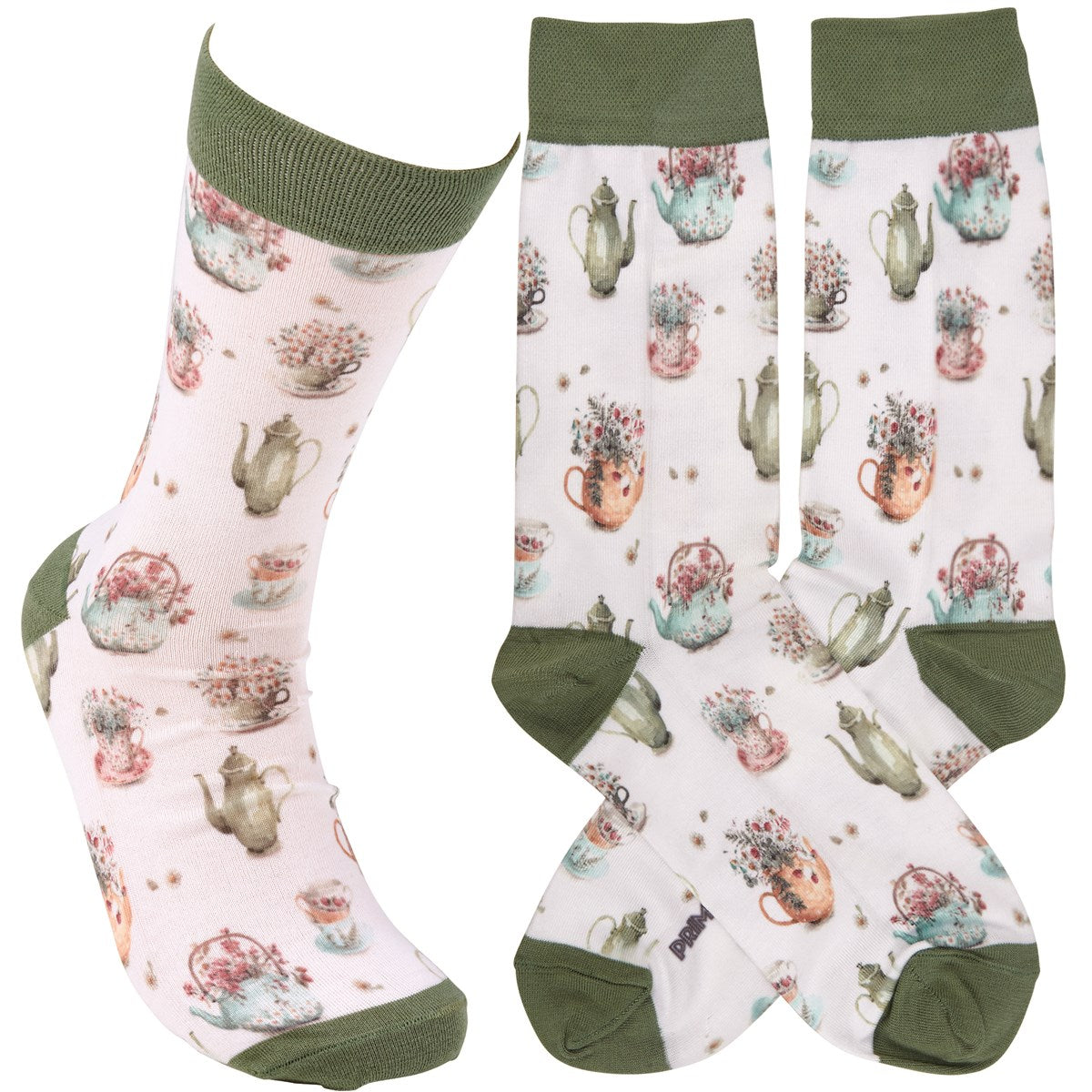 Tea Lover Teapots and Flowers Fun Novelty Socks