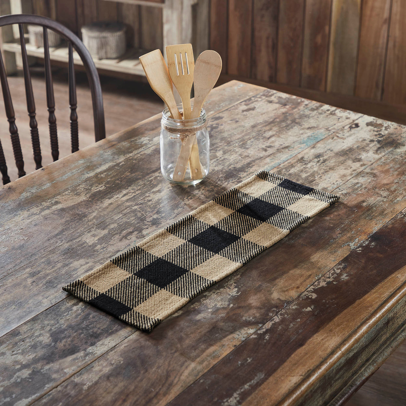 Black Check Table Runner 8" x 24"