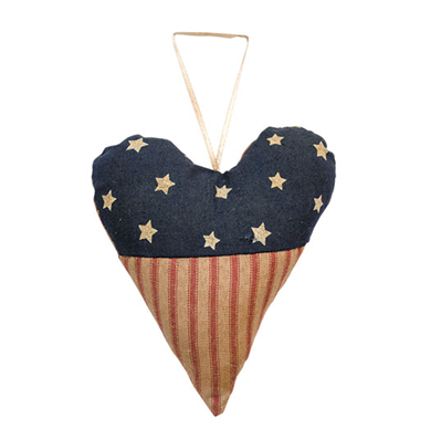 Americana Stars and Stripes Fabric Heart Ornament