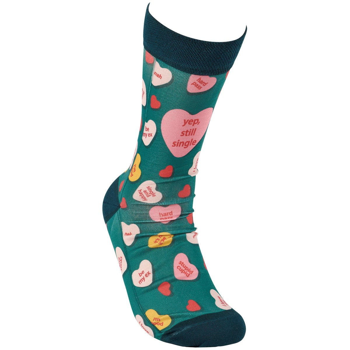 Yep, Still Single Conversation Hearts Valentine Fun Socks