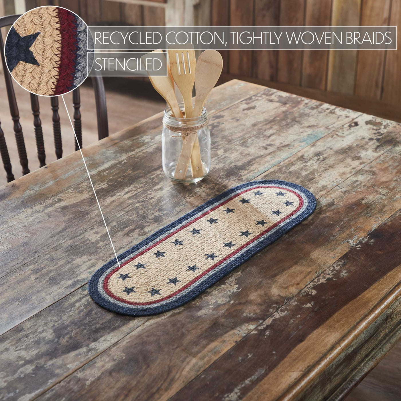 Americana Stars and Stripes Oval 24" Table Runner