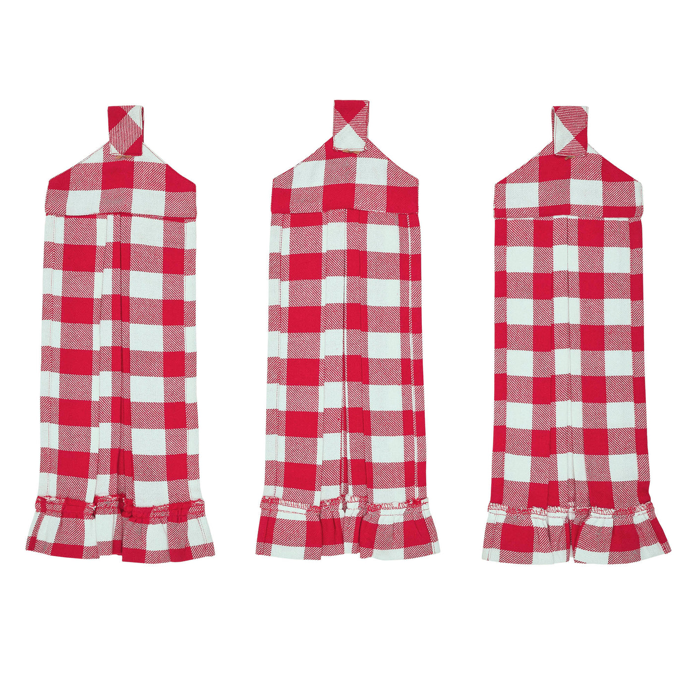 Annie Buffalo Check Red Button Loop Tea Towels Set of 3