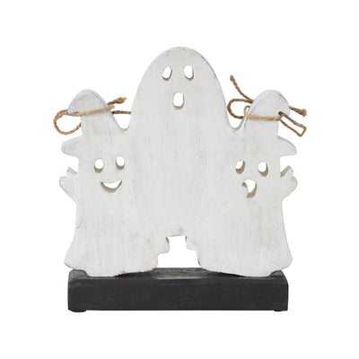Trio of Ghosts Wooden Tabletop Halloween Decor