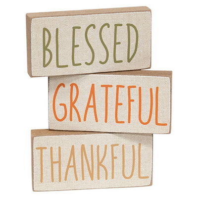 Set of 3 Fall Thankful Grateful Blessed Mini Sticks