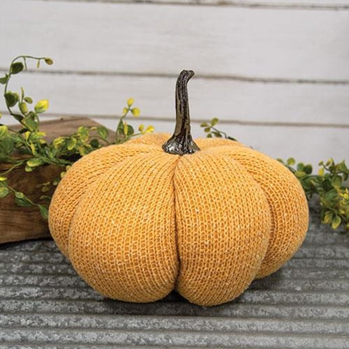 Orange Knit Pumpkin Large 8" H
