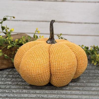 Orange Knit Pumpkin Large 8" H