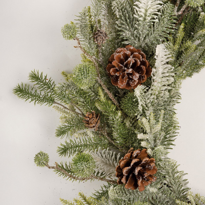 Mixed Evergreen and Cones 28" Faux Christmas Wreath