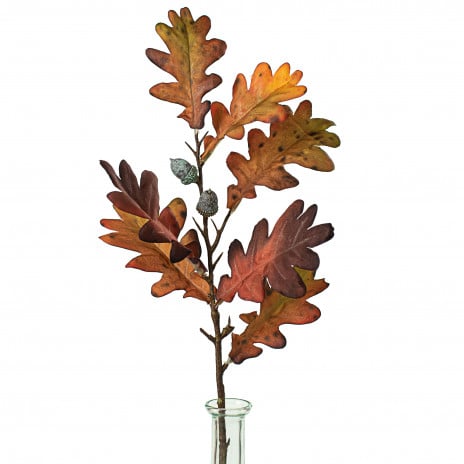 💙 Brown Fall Oak Leaves Acorn 20" Faux Foliage Spray