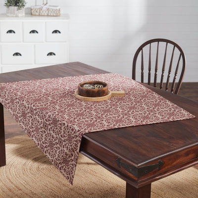 Custom House Burgundy Tan Jacquard 42" Square Table Topper