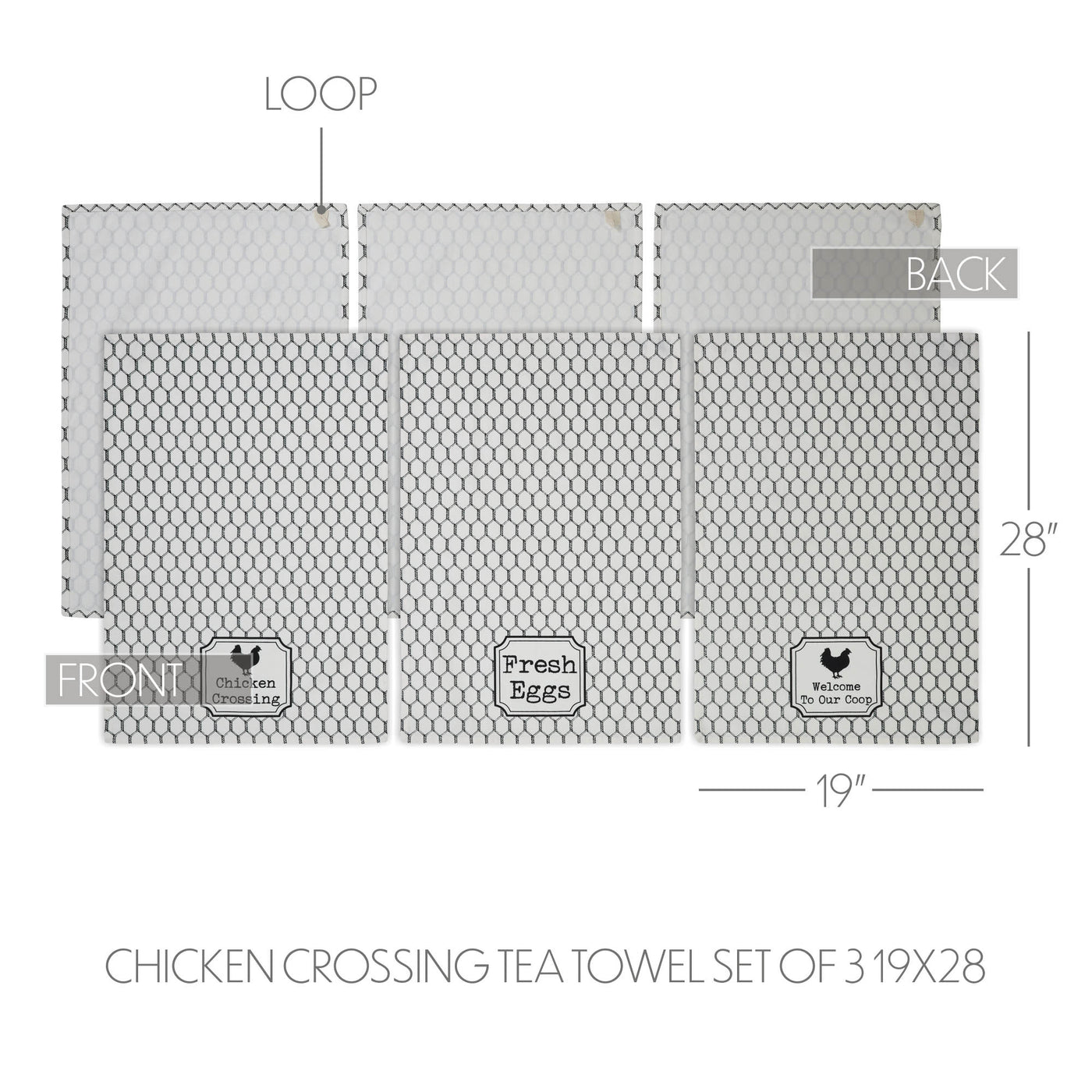 Set of 3 Down Home Chicken Crossing Tea Towels