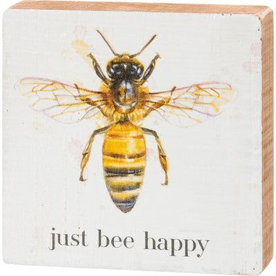 HAPPY BIRTHDAY🎂 💙 Just Bee Happy 4" Wooden Block Sign