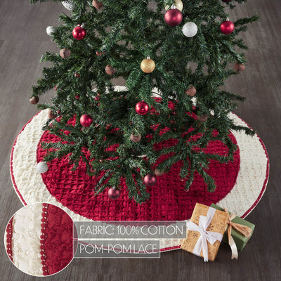 Kringle Red and White Chenille 36" Christmas Tree Skirt