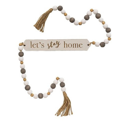 Let's Stay Home 47" Farmhouse Wooden Bead Garland