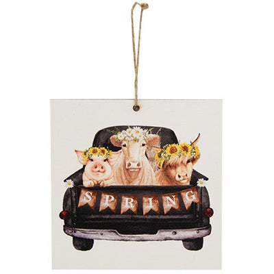 Set of 2 Barnyard Friends Spring Truck Ornaments