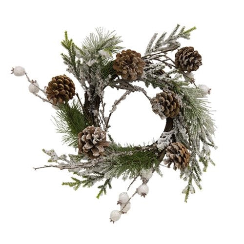 Flocked Berry Pine 12" Faux Evergreen Wreath