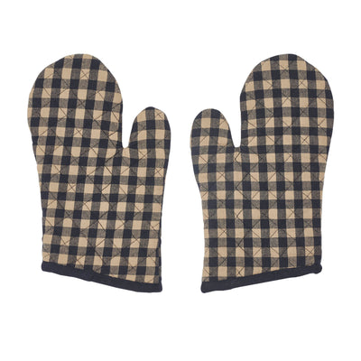 Set of 2 Black Check Oven Mitt Pot Holders