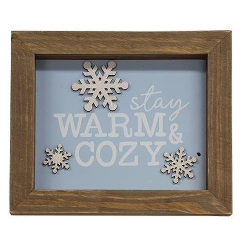 Stay Warm & Cozy Snowflake 6" Framed Sign
