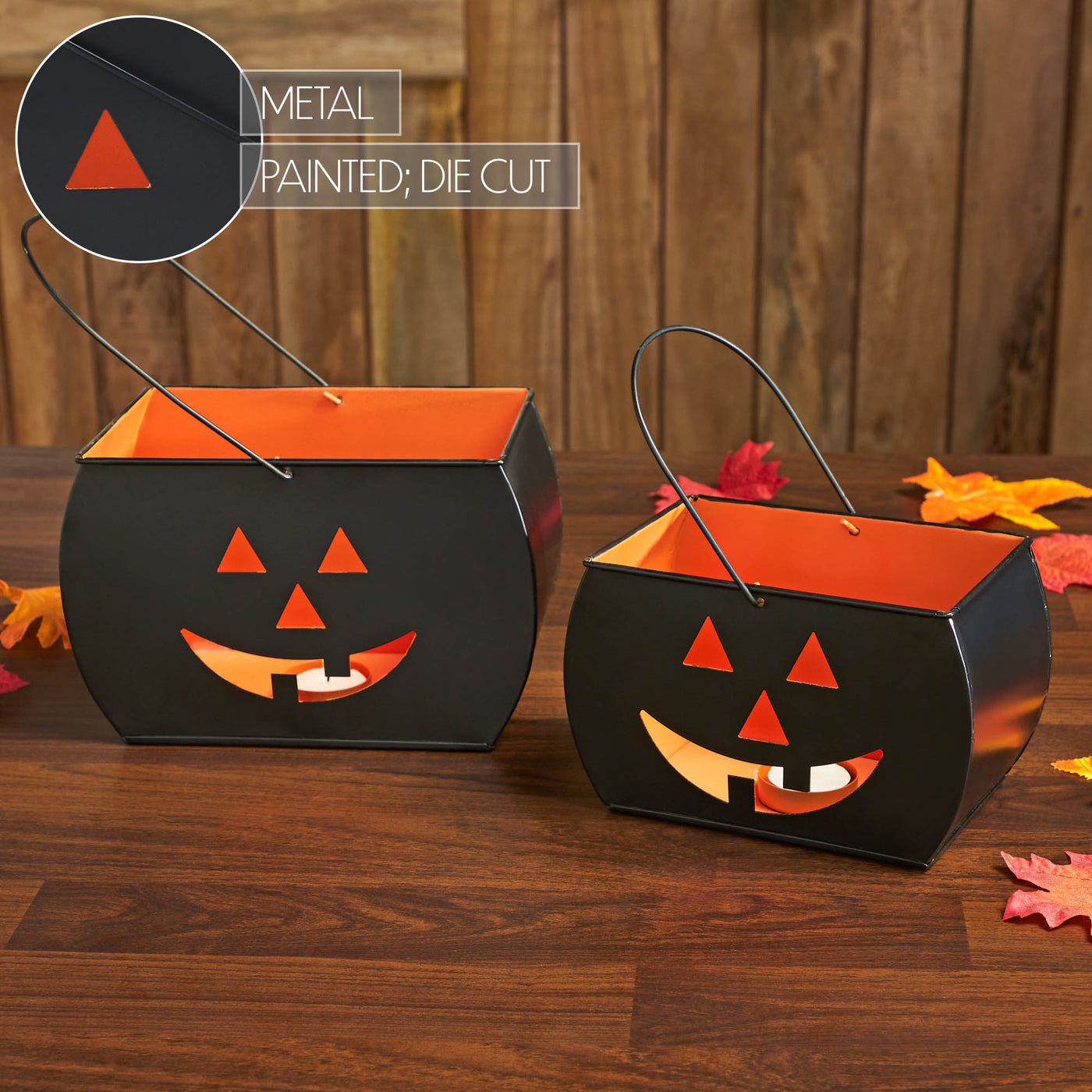 Trick or Treat Jack O' Lantern Tealight Holders Set of 2
