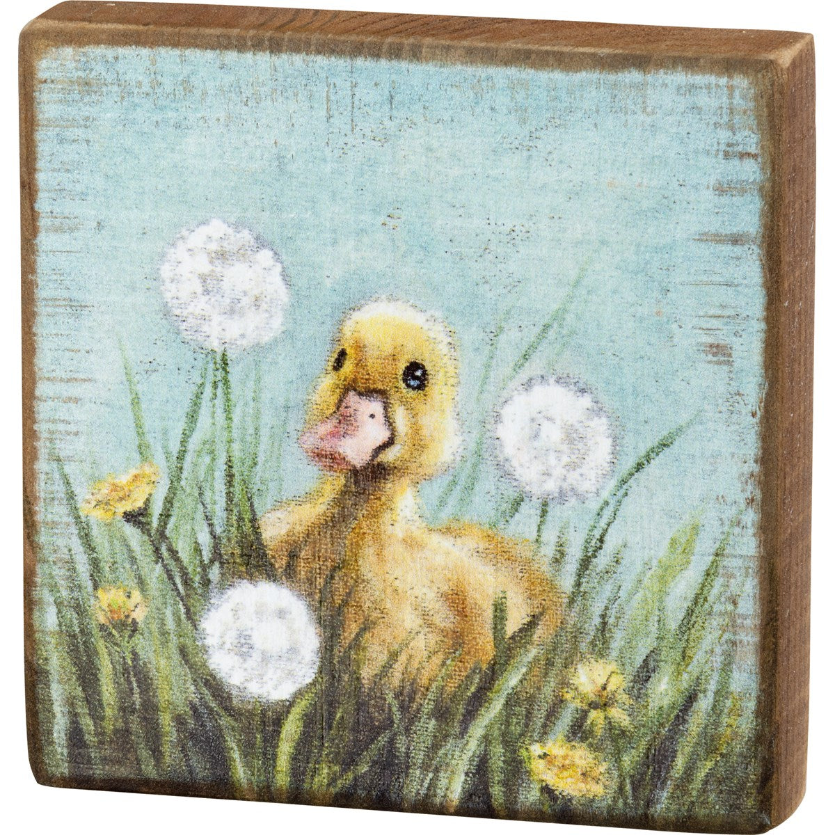 Duckling In Dandelion Field Mini 4.5" Block Sign