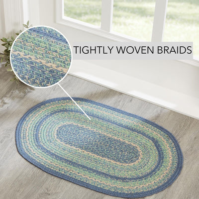 Jolie Shades of Blue Oval Jute Rug 20" x 30"