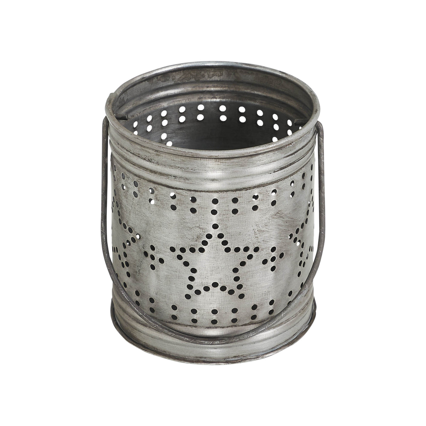 Punched Star Rustic Metal Candle Holder 3.75" H