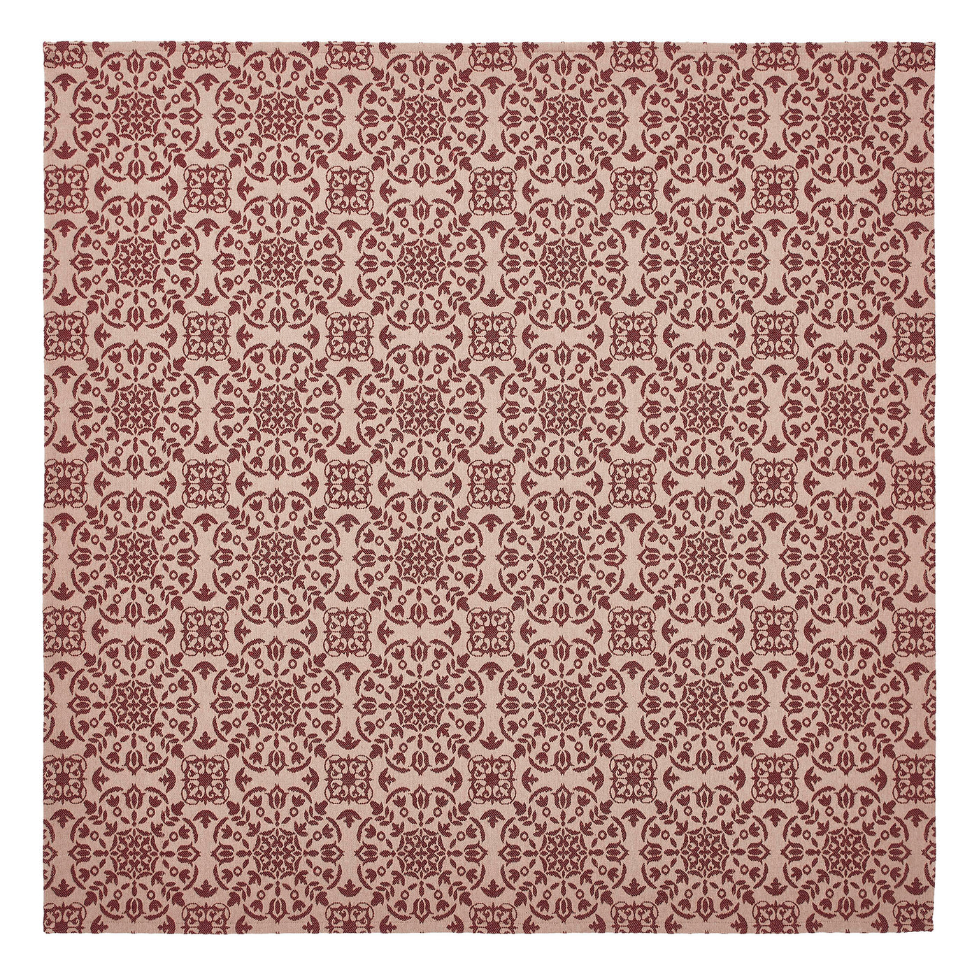 Custom House Burgundy Tan Jacquard 42" Square Table Topper