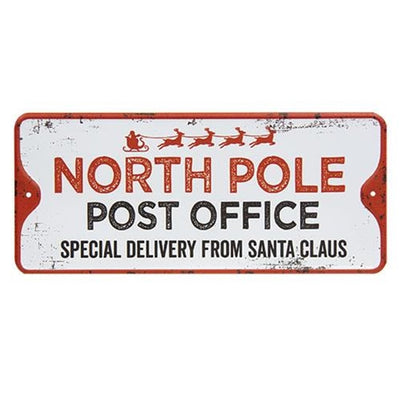 North Pole Post Office 11" Metal Sign