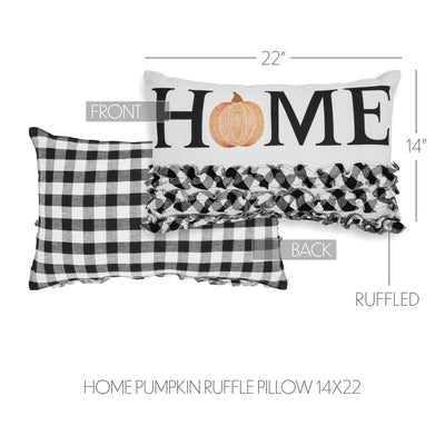 Annie Black Check Home Pumpkin Ruffle Accent Pillow