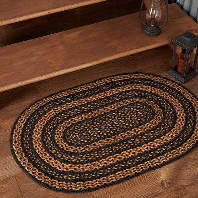 Black & Tan Jute 36" Oval Rug Oval