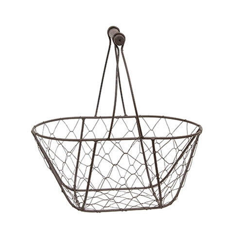 💙 Chicken Wire Oval Basket with Handle