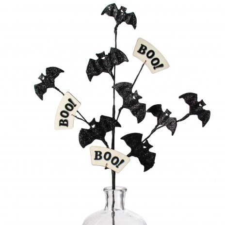 Boo & Glitter Bats 25" Halloween Decorative Spray