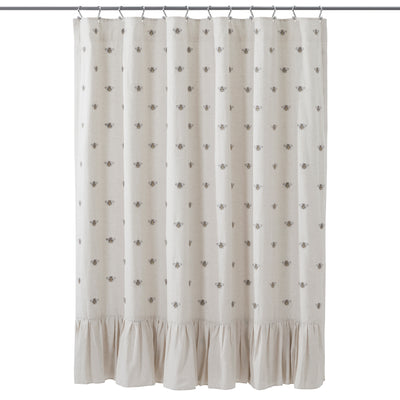 Embroidered Bee Shower Curtain 72" x 72"
