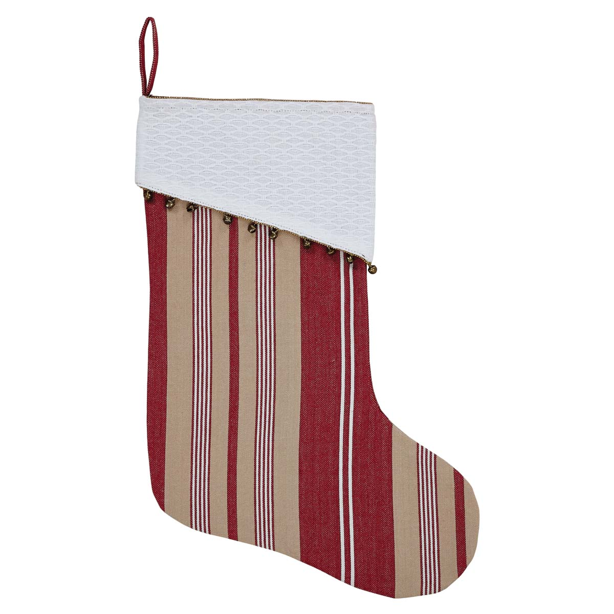 💙 Nostalgic Red and Tan Stripe Christmas Stocking