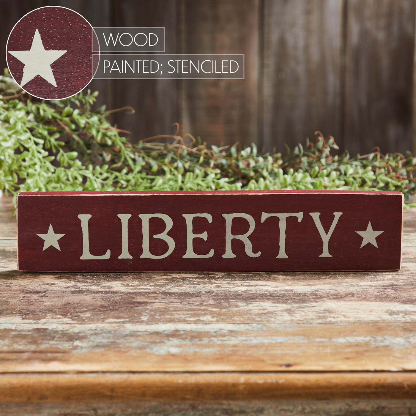 Liberty Stars 14" Burgundy Wooden Sign