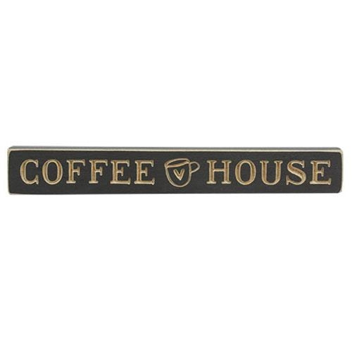 Coffee House with Heart Cup 12" Engraved Wooden Block