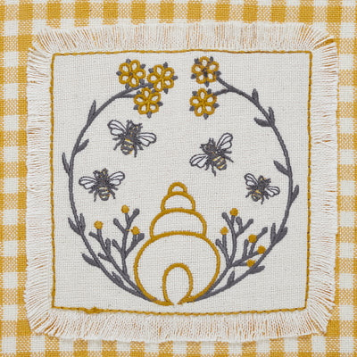 Embroidered Bee Tea Towel Set of 4