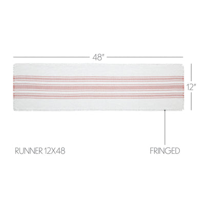 Antique White Stripe Coral Indoor/Outdoor 48" Table Runner