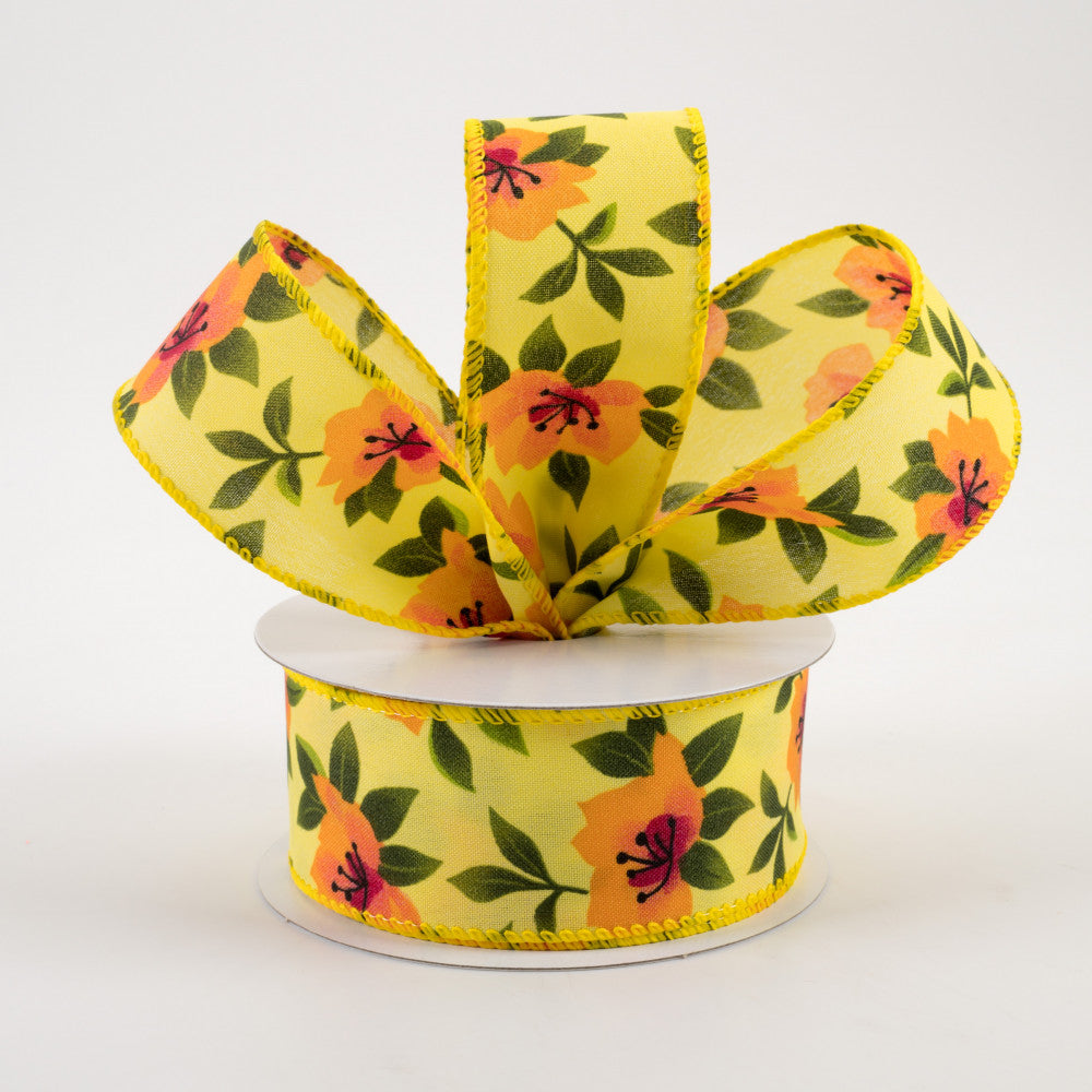 HAPPY BIRTHDAY🎂 Yellow & Orange Magnolias Ribbon 1.5" x 10 Yards