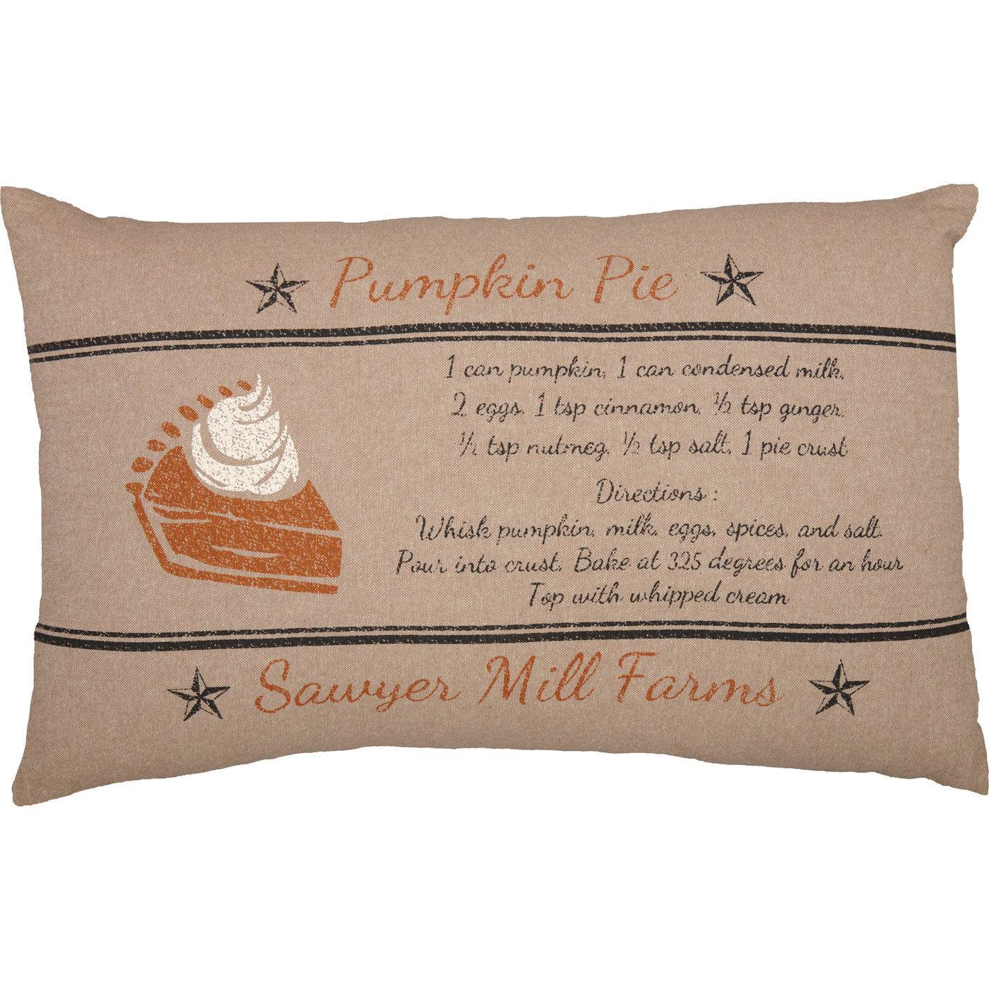 Pumpkin Pie Recipe Pillow 14'' x 22''
